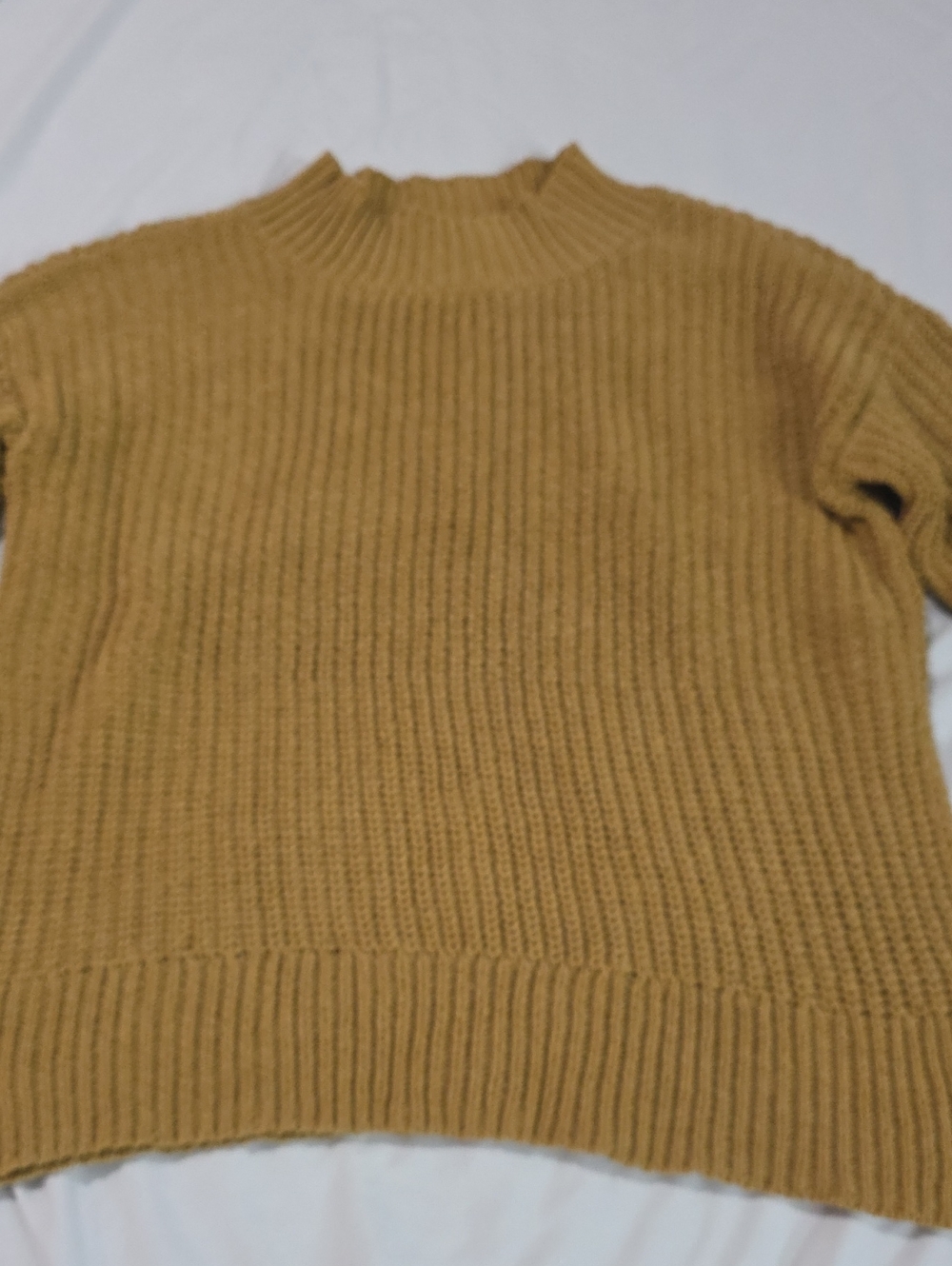 aerie Ribbed Mock Neck Sweater - Mustard Brown